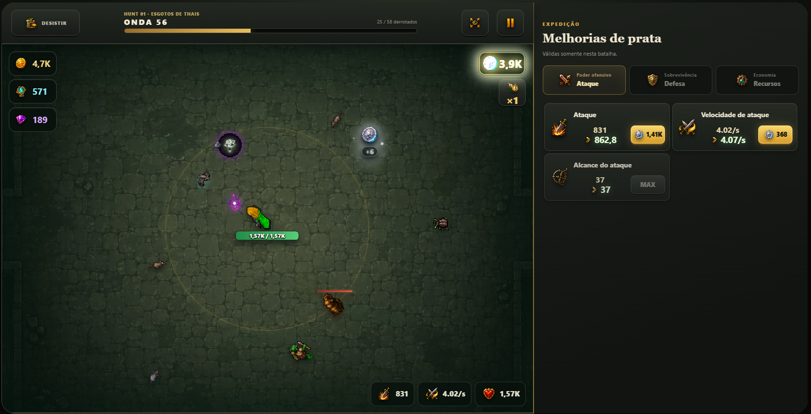 The Hunt continues after wave 50 — this actual capture shows the expedition at wave 56.