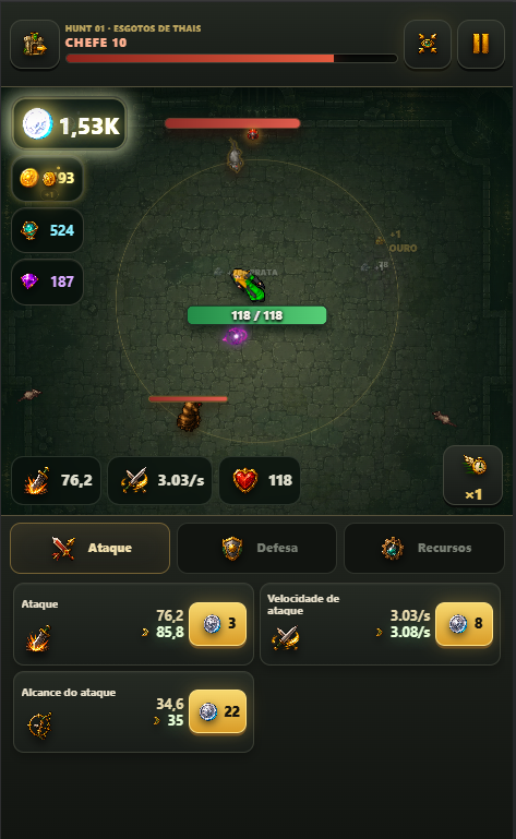 Actual gameplay in a mobile browser.